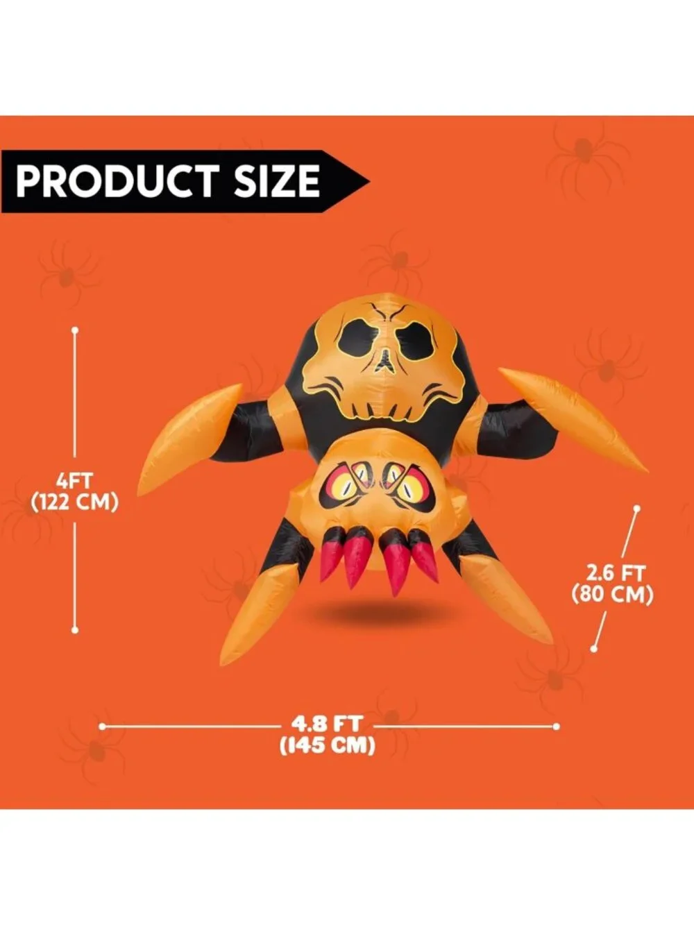 4ft Inflatable Halloween Spider Decoration with LED Light - Scary Yard & Window
